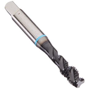YG-1 BI Series Super HSS Spiral Flute Tap, Hardslick Coated, Round Shank with Square End, Modified Bottoming Chamfer, 5/16"-18 Thread Size, H5 Tolerance