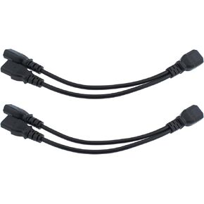 Maxmoral 2pcs IEC C14 to 2 x C13 Splitter Power Cord 1ft Computer, Monitor and Printer Short Power Distributor Cable Adapter, Black