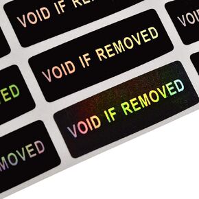 Silver Metallic 'Void If Removed' Hologram Tamper Stickers 1x3 cm [140 Stickers]