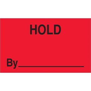 Discount Tag & Label "Hold by" Labels/Stickers, 3" x 5", Fluorescent Red, 500 Labels Per Roll (1 Roll)