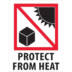 Boxes Fast Tape Logic® 2000 Labels (4 Rolls of 500), Protect from Heat', 3' x 4', Red/White/Black
