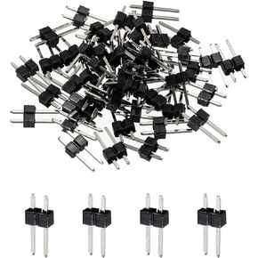 MECCANIXITY Straight Pin Header DIP Single Row 2 Pin 2.54mm Pitch Gold Plated for PCB Pack of 50