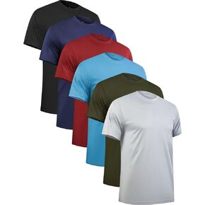 OYGSieg 6 Pack Workout Shirts for Men Short Sleeve Athletic Active Tops Quick Dry Crew Neck T Shirt for Running