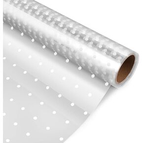 NUOBESTY Christmas Cellophane Wrap, 2 Roll of Christmas White Dot Clear Cellophane Wrapper Bouquet Basket Wrapping Cellophane Wrap Roll for Christmas Party |40 x 3000cm