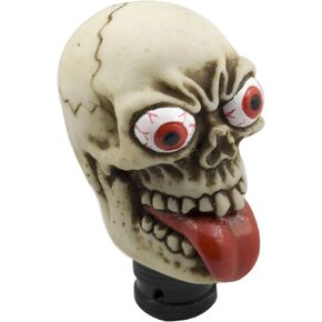 Mavota Stick Shift Knob Skull Shifter Knob Red Tongue with Big Eyes Style Skull Manual Automatic Gear Shift Knobs Off-White