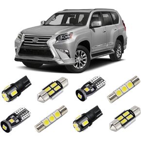 BRISHINE White Interior LED Lights Kit for Lexus GX460 2010 2011 2012 2013 2014 2015 2016 2017 Super Bright 6000K Interior LED Bulbs Package + Reverse Lights and Install Tool
