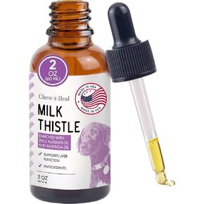 Milk Thistle for Dogs Liver Support - 2 oz Liquid Milk Thistle Supplement for Kidney and Liver Support - with Wild Alaskan Salmon Oil and Moringa Oil - Made in USA