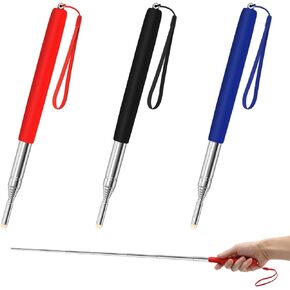 Alcoon 3 Pack Telescopic Teachers Pointer Retractable Handheld Presenter Extendable Classroom Whiteboard Pointer with Lanyard for Teachers, Coach, Presenter, Extends to 39 Inch (Black, Red, Blue)
