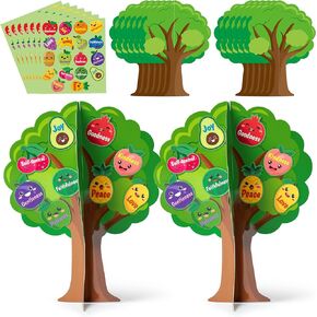 AgincBerry 16 Set Fruit Bible Trees Craft Kits Make Your own Fruit Bible Accents Tree DIY Christian Religious Early Learning Craft Kit Sunday School Classroom Church Craft for Kids Home Fun Activities