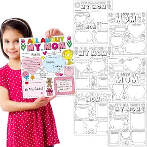 Qyeahkj 48 قطعة ملصق تلوين عيد الأم، ملصق كل شيء عن الأم للأطفال هدايا عيد الأم الحرفية DIY أنشطة الحفلات المدرسية المنزلية الممتعة
