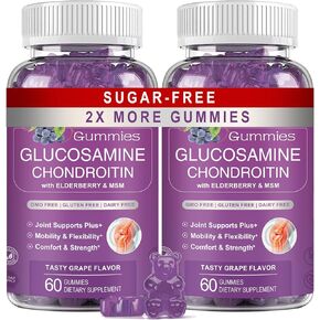 Glucosamine | Chondroitin | MSM | Calcium - Joint Support Supplement with Elderberry Extract- Extra Strength - Antioxidant Properties, Mobility & Strength - Flexibility Vitamins,Sugar-Free (2 Pack)