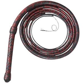 Bull Whip 04 Feet, 06 Feet, 08 Feet, 10 Foot, 12 FT, 14 FT, 16 FT 16 Strands Real Kangaroo Hide Leather Equestrian Handmade Bullwhip Leather Belly & Leather Bolster Inside Red & Black Color