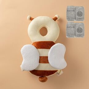 XIGUI Baby Head Protector & Baby Knee Pads for Crawling, Adjustable Toddlers Head Safety Pad Cushion Backpack, Baby Back Protection for Crawling & Walking, for Age 5-24Months (Bee)