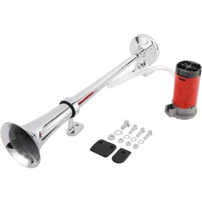 KUNTEC 12V Single Trumpet Air Horn with Compressor Powerful Loud 150DB for Truck Boat SUV Train