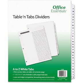 Office Essentials 11676 Table 'n Tabs Dividers, 26-Tab, Letter