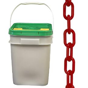 Mr. Chain Plastic Barrier Chain Pail, Red, 1.5-Inch Link Diameter, 300-Foot Length (30005-P)