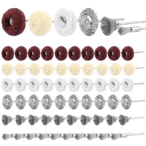 Abrasive Wheel Buffing Polishing Wheels for Drill Wire Brushes Wheel for Cleaning Brass Steel Bristles Wool Buff Polish Bits Set Rotary Tool Accessories Fit 3mm Collet (Steel)