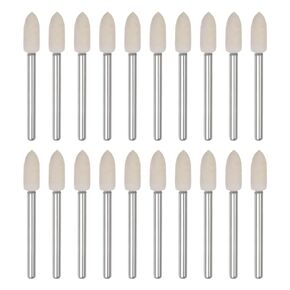 HARFINGTON 20pcs Wool Felt Mounted Mandrel Points 4mm Head 1/8 Inch Shank Conical Polishing Bits Burrs Felt Polishing Buffing Wheel for Rotary Tool