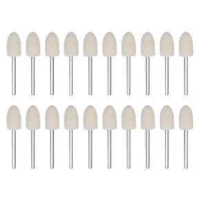 HARFINGTON 20pcs Wool Felt Mounted Mandrel Points 4mm Head 1/8 Inch Shank Conical Polishing Bits Burrs Felt Polishing Buffing Wheel for Rotary Tool