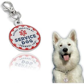 Service Dog Tag Service Dog ID Tag Engraved Stainless Steel Enameled Regular Emotional Support Dog Animal Tags for Large Dogs Cats Collars Vests Harnesses Essential Name Badge