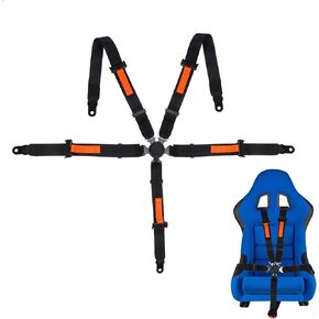 Yakitoko Universal 5 point Safety Harness Set 2inch Fits Go Kart,UTV,ATV,Racing Black