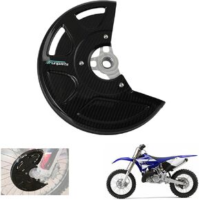 Funparts Real Carbon Fiber Dirt Bike Front Brake Disc Guard,Brake Rotor Caliper Guard Cover with 7075 Aluminum for CRF250R 450R 04-23/CRF450RX 17-23/CRF250RX 19-23/CRF250X 450X 04-17/CR125R250R 04-07