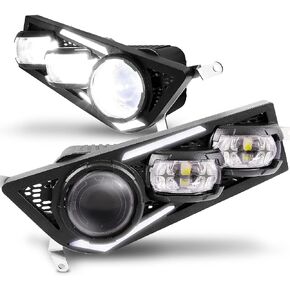 TRUE MODS RZR LED Headlights for Polaris RZR General XP Turbo 1000 900 2019-2023 [Rugged-Fury Design] [DOT-Rated] [Running Lights] [Metal-to-Metal] [Plug-N-Play]