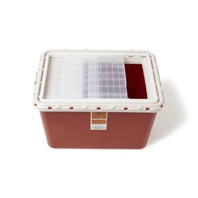 Medline Premium Biohazard Containers, 8 Gallon Capacity, Slide Access, Red - Robust & Secure Medical Waste Disposal Solution for Healthcare Facilities & Laboratories
