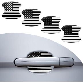 Irinidig 4 PCS Car Door Bowl Protective Film, American Flag Personalized Printed Door Bowl Sticker Anti-Scratch Door Side Paint Protective Film, Exterior Accessories, for Cars Trucks SUVs (Black)