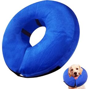 Tricess Inflatable Dog Cone Collar (L Size), Soft Blow-up Protective Recovery Dog Collar, Pet Donut Cone Collar, Comfy Elizabethan Collar After Surgery for Small Medium Dog to Prevent Biting, Blue