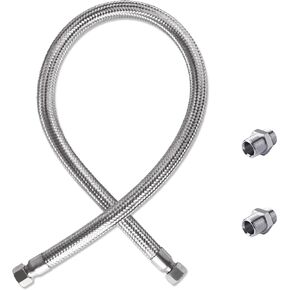 LISMODZ Compressor Jumper Hose, 48"Length 1/2" NPT Male - Flexible Industrial Grade Stainless Steel Hose with Two 1/2" Adapters, 450 PSI &750°F, Both Sides Fittings Rotate Freely