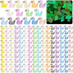 CRTWDMAN 240Pcs Luminous Mini Resin Ducks,Tiny Ducks Glow in The Dark,Little Ducks,Small Ducks to Hide,Miniature Figures for Party Favor