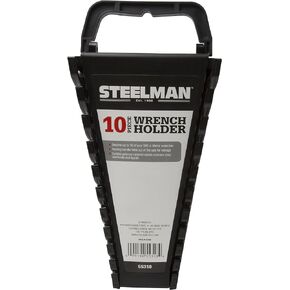 Steelman Universal 10-Tool Wrench Holder/Organizer for Mechanics, Conforming Slots, Handle for Carrying or Hanging Garage Storage, Red