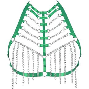Women's Body Harness Bra Plus Size Hollow Punk Metal Chain Bra Gothic Christmas Carnival Halloween Party Dance Costume