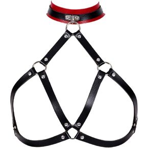 Leather Harness Bra Women Punk Body Cage Metal Chain Tops Adjust Size Strap Top Festival Rave Gothic Harnessess