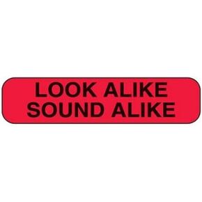 Look Alike Sound Alike Labels, 1 5/8" x 3/8" (Red; 1,000, 2-500 Rolls)