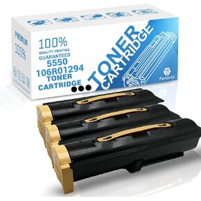 خرطوشة حبر معاد تصنيعها 5550 متوافقة مع FenGrid (عبوة من 3 قطع) بديلة لطابعة Xerox 5550 106R01294 5550B 5550DN 5550DT 5550N - 3BK in Kuwait