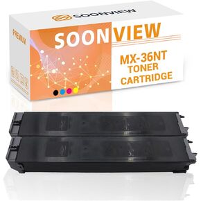 SOONVIEW MX-36NT High Yield Toner Cartridge Replacement for Sharp MX-36NT-MA MX-2610 2615 2640 3110 3115 3140 3610 3640 Printer(2X Black)