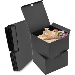 opaprain 10 Pack of 8x8x4 inch Black Gift Box with Lid, Recyclable Paper Suitable for Wedding, Festivals, Gifts, Graduation, Birthday