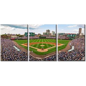 TUMOVO Yankee Stadium Wall Art for Living Room Black and White Canvas Wall Art New York Pictures Posters Modern Wall Decor Art for Bedroom Office Paintings Giclee Framed Ready to Hang, 36" Wx24 H