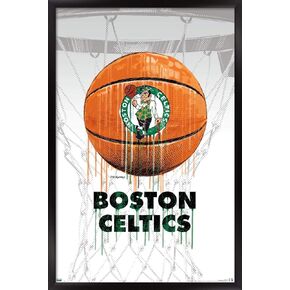 Trends International NBA Boston Celtics - Drip Ball 20 Wall Poster, 22.375" x 34", Black Framed Version