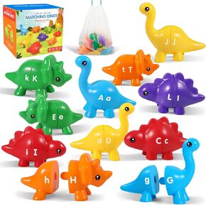 ABC Alphabet Dinosaurs Matching Learning Toy, 26PCS Montessori Double-Sided Dinosaur Toys Match Letter with Uppercase Lowercase, Fine Motor Toys, Preschool Educational Learning Toys for Kid Toddlers