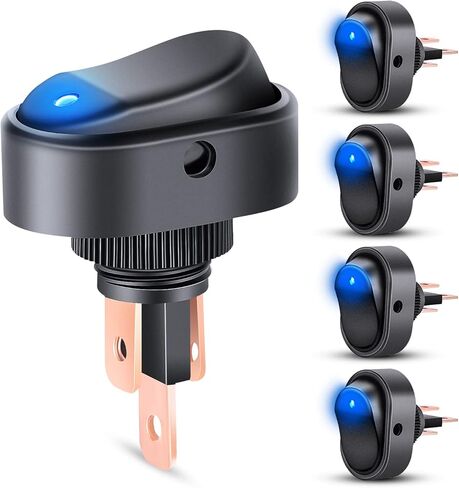 Nilight 5PCS LED Lighted Rocker Switch 12V Illuminated ON Off Toggle Switch 30A 3Pin SPST Oval Shaped Switch 12mm Hole Red Yellow Blue Green for Car Truck RV Motorcycles Marine Boats, 2 Years Warranty in Saudi Arabia