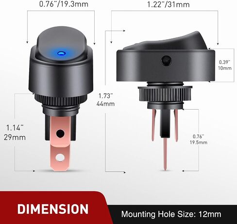 Nilight 5PCS LED Lighted Rocker Switch 12V Illuminated ON Off Toggle Switch 30A 3Pin SPST Oval Shaped Switch 12mm Hole Red Yellow Blue Green for Car Truck RV Motorcycles Marine Boats, 2 Years Warranty in Saudi Arabia