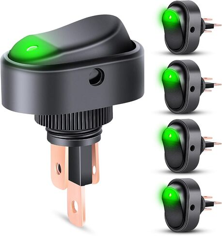 Nilight 5PCS LED Lighted Rocker Switch 12V Illuminated ON Off Toggle Switch 30A 3Pin SPST Oval Shaped Switch 12mm Hole Red Yellow Blue Green for Car Truck RV Motorcycles Marine Boats, 2 Years Warranty in Saudi Arabia