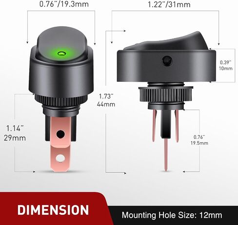 Nilight 5PCS LED Lighted Rocker Switch 12V Illuminated ON Off Toggle Switch 30A 3Pin SPST Oval Shaped Switch 12mm Hole Red Yellow Blue Green for Car Truck RV Motorcycles Marine Boats, 2 Years Warranty in Saudi Arabia