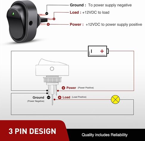 Nilight 5PCS LED Lighted Rocker Switch 12V Illuminated ON Off Toggle Switch 30A 3Pin SPST Oval Shaped Switch 12mm Hole Red Yellow Blue Green for Car Truck RV Motorcycles Marine Boats, 2 Years Warranty in Saudi Arabia