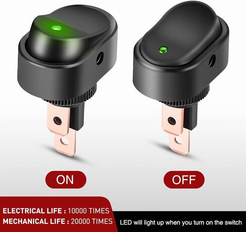 Nilight 5PCS LED Lighted Rocker Switch 12V Illuminated ON Off Toggle Switch 30A 3Pin SPST Oval Shaped Switch 12mm Hole Red Yellow Blue Green for Car Truck RV Motorcycles Marine Boats, 2 Years Warranty in Saudi Arabia