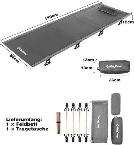 KingCamp Folding Camping Cots for Adults Heavy Duty, Sleeping Cot for Indoor & Outdoor Use, Portable Collapsible Camping Bed, Ultralight with Pillow and Storage Bag Support 265 Lbs in Saudi Arabia