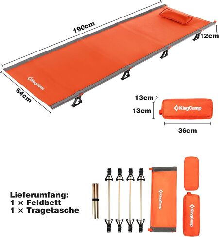 KingCamp Folding Camping Cots for Adults Heavy Duty, Sleeping Cot for Indoor & Outdoor Use, Portable Collapsible Camping Bed, Ultralight with Pillow and Storage Bag Support 265 Lbs in Saudi Arabia